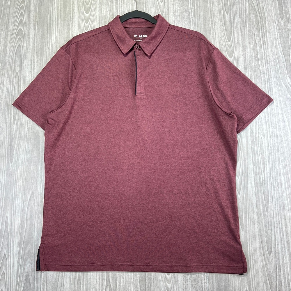 01.ALGO Performance Mens Large Burgundy Short Sleeve Polo Shirt MGK10043-SH